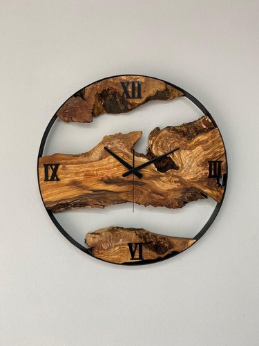 Made to Order Metal & Olive Wood Wall Clock , Christmas Gift, Handmade decor, - Picture 2 of 9