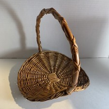 Vintage Small Flower Gathering Basket Willow Wicker 8 in Vanity French Country