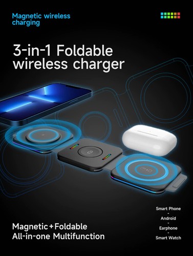 Dock Station Housse Anneau iPhone Magsafe Magnet Charge Sans fil Wireless Wallet - Picture 31 of 59