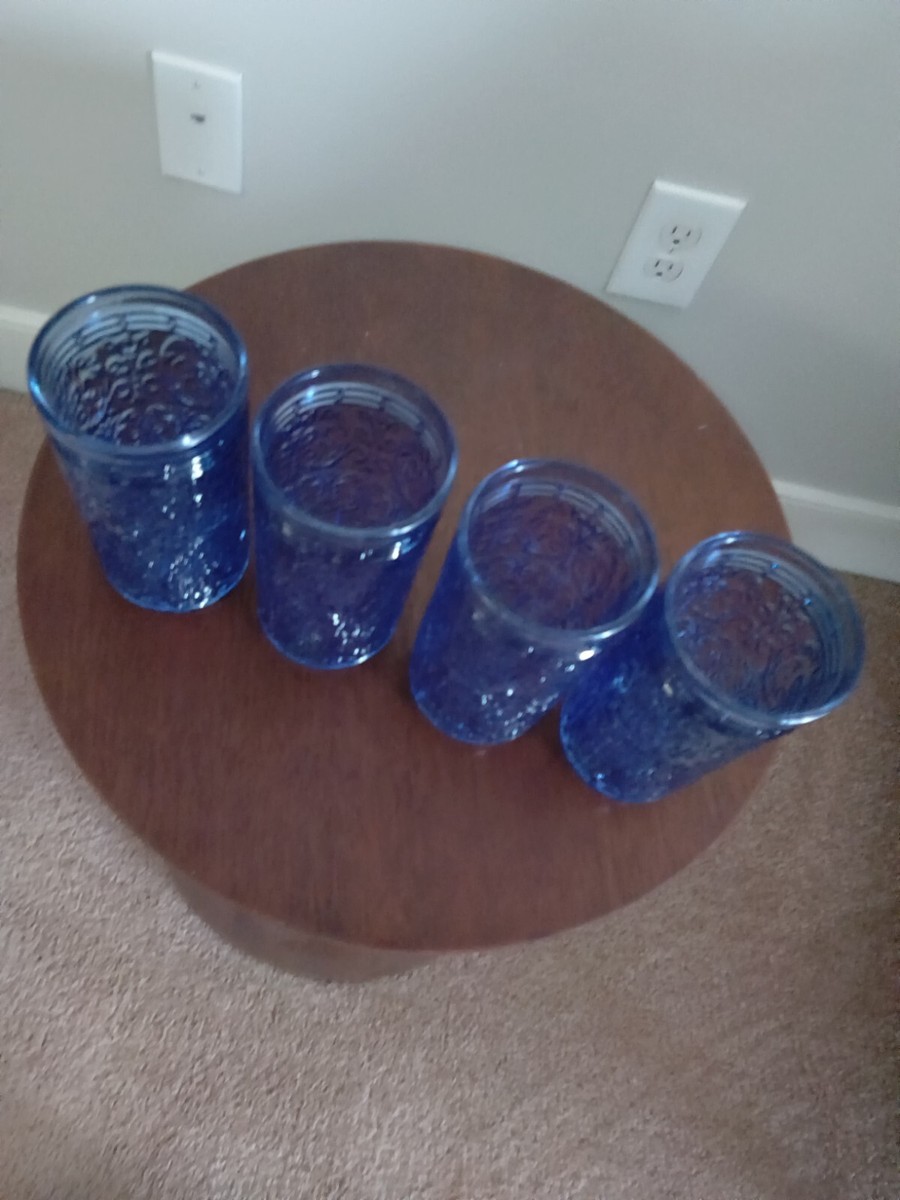 Blue Drinking Glasses Glassware Vintage Highball Tumblers Water 12 Oz Set  Of 4 | eBay