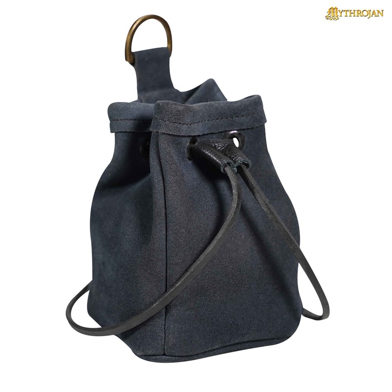 Medieval Suede Pouch Waist Bag for SCA Cosplay Costume Accessory Midnight Blue