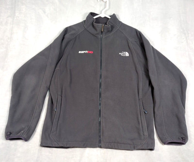 The North Face Fleece Jacket Men Large Black Fleece HD Full Zip Pocket ESPN Core