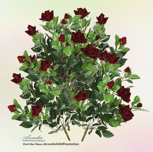 four 22" velvet rose bush silk flowers artificial plants wedding