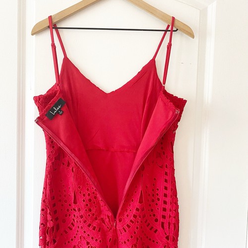 LULU’S Women’s Perfect Love Red Lace Spaghetti Strap Mini Dress Size Small - Picture 8 of 10