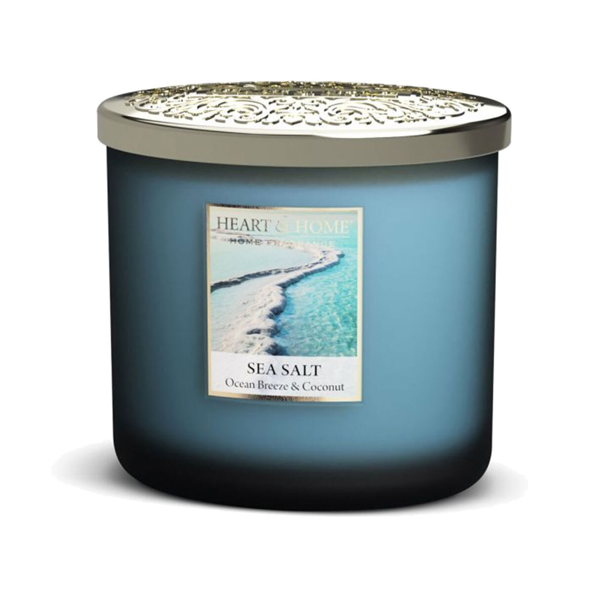 Bougie ellipse 2 mèches Heart and Home sels marins - Parfum de prestige