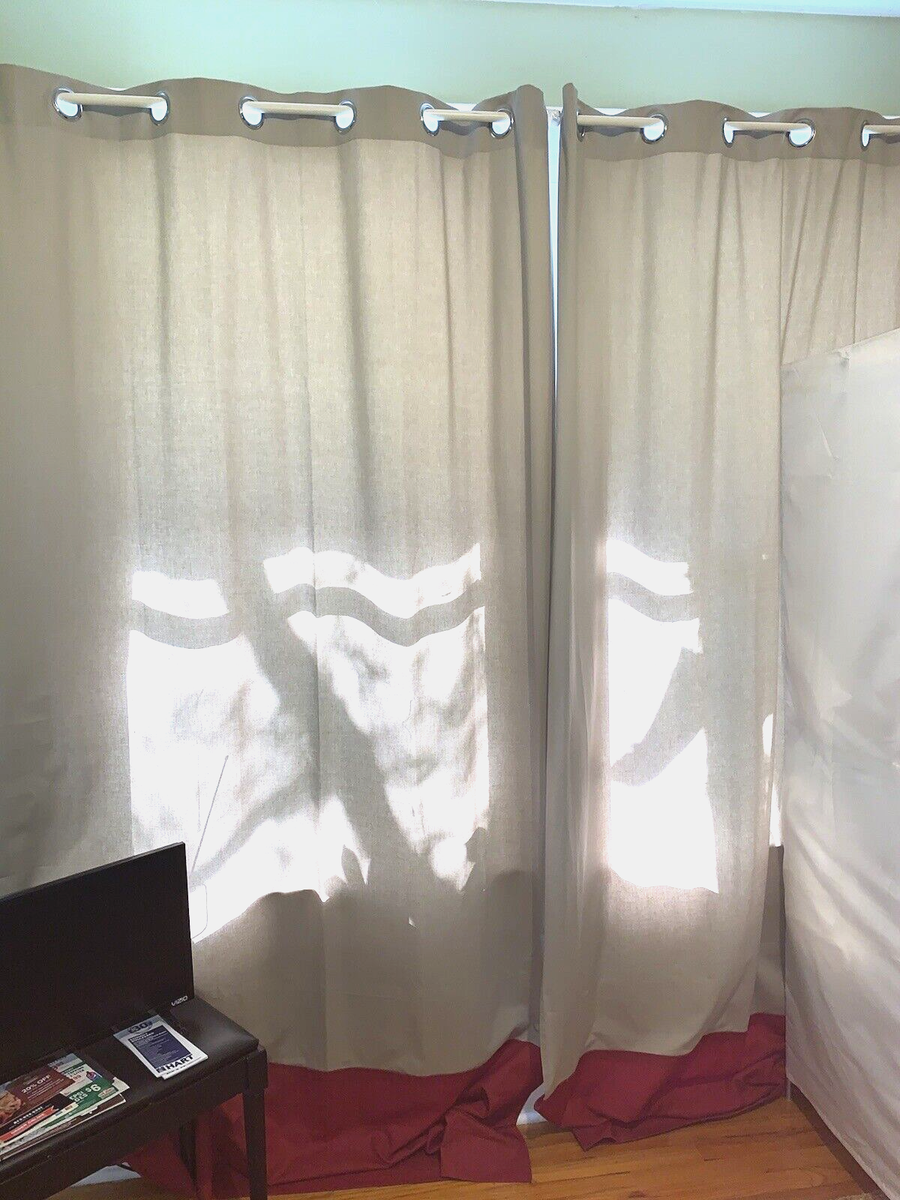 IKEA カーテンMERETE キナリアイボリー MERETE room darkening curtains, 1 pair, white/with eyelets