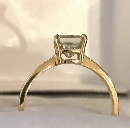 Anello in moissanite taglio radiante circa 1 ct in oro giallo 10 K - Foto 8 di 11