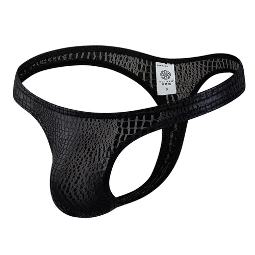 Men Faux Leather G-string Thong T-back Lingerie Briefs Sexy Underwear Panties US - Picture 9 of 25