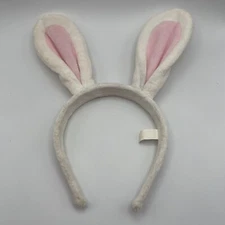 Bunny Ears Headband White/Pink Faux Fur Everyone Needs A Pair Of Ears
