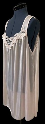 NWT Lati Fashion Pink Lace Ruffle Sleeveless Chemise Nightgown Cottagecore XXL - Picture 2 of 11
