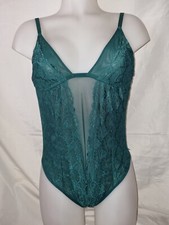 BNWOT Gorgeous Green Lace sheer bodysuit top Lingerie size L TV 