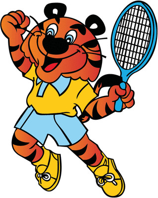 Cartoon Funny Tennis Tiger Sport Car Bumper Sticker Decal 4'' x 5''