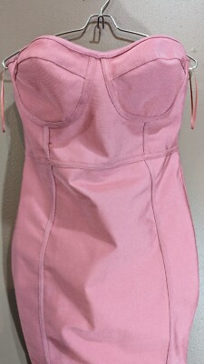 rose frill hem bandage midi dress Women's Pink Frill Hem Bandage Midi Dress