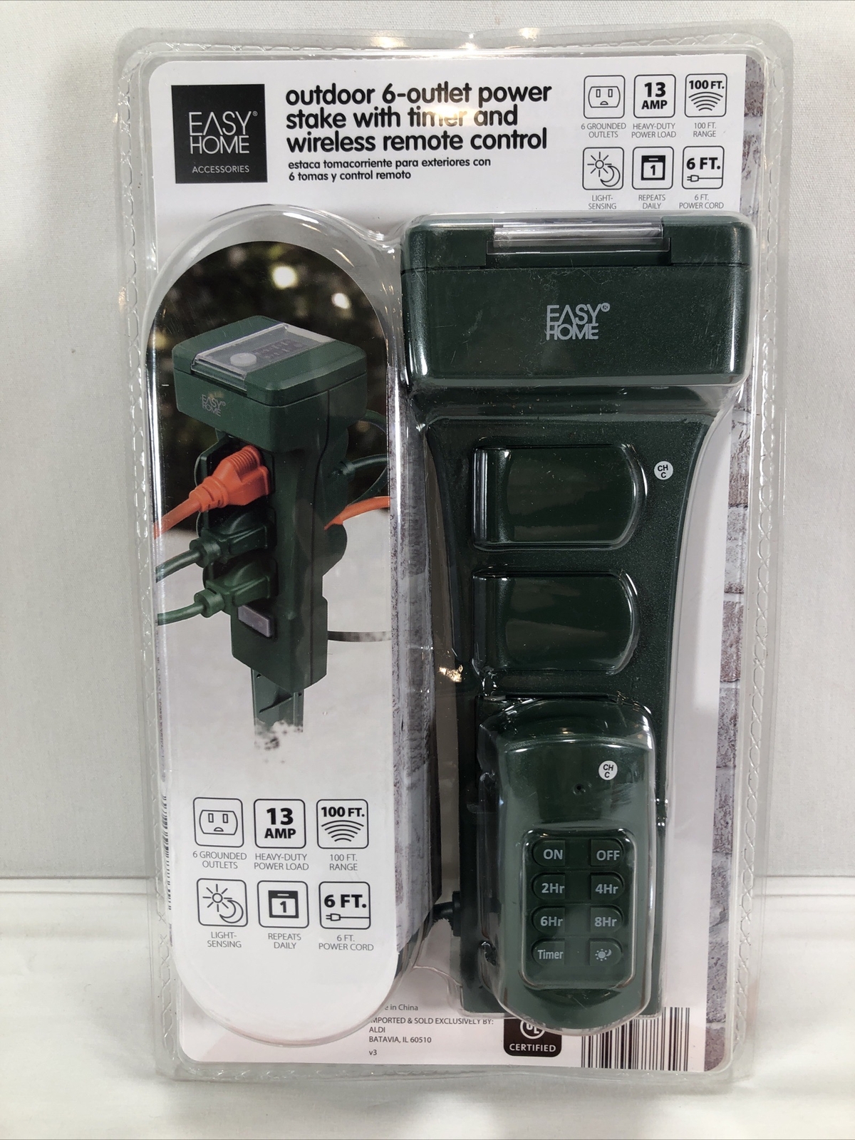 Outdoor 6outlet Power Stake With Timer & Wireless Remote Control