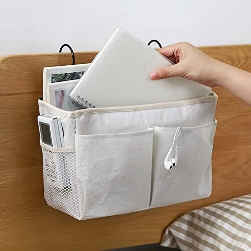 Bedside Hanging Storage Basket Multi-Function Organizer Caddy for 2pcs White - Picture 4 of 6