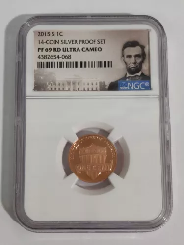 2015-S PROOF LINCOLN CENT FROM 14-COIN SILVER PROOF SET NGC PF 69 RD ULTRA CAMEO