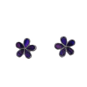 The Olivia Collection Silvertone genuino con incrustaciones de Paua Shell Flor Aretes