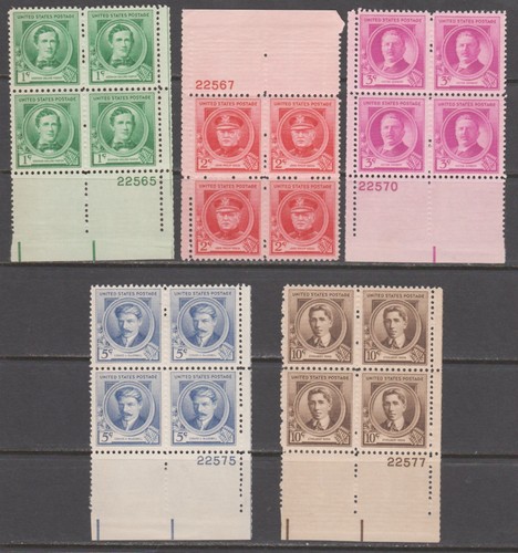 SELLOS DE EE. UU. #859-893 PB FAMOSOS AMERICANOS -- JUEGO PREMIUM 35 -- 1940 - COMO NUEVOS - Imagen 6 de 7
