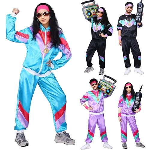 Couple 80s Costume Retro Neon Height Fashion Scouser Tracksuit 1980s Shell Suits - Bild 3 von 41