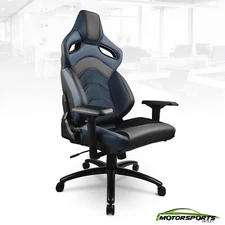 1PC Racing Seats Style Chairs Home Office Desk Gaming Chairs w/ Pad Blue
