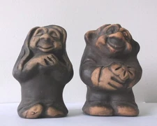 VINTAGE DENMARK RATH DAM TROLLS  BOY AND GIRL CERAMIC 4"  STICKER ON BOTTOM