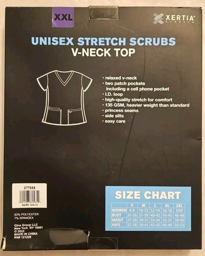 UNISEX Stretch Scrubs V-Neck Top XXL DOG PATTERN MSRP $38 - Picture 3 of 4