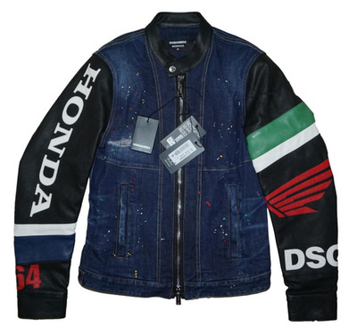 DSQUARED2 CLASSIC JEANSJACKE LEDERÄRMEL S71AN0451 GR 46 100% ORIGINAL