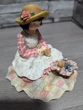 READ Vtg 1999 Purr-Fect Friends Tender Touch Girl Kittens Folk Art Cat Figurine