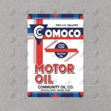 Vintage Comoco Motor Oil Metal Sign Art Deco Gas Station Advertising #997361