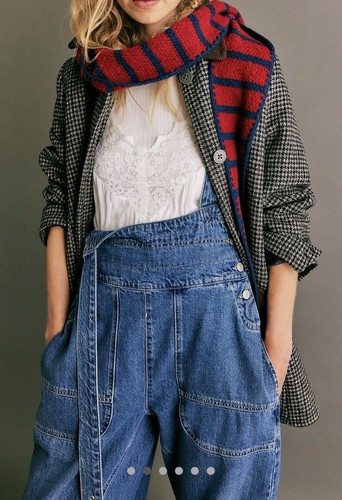 Free People Felix Denim Overalls We The Free Adjustable Straps Seaport L NWT - Picture 2 of 8