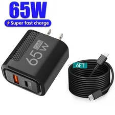 65W Super Fast Charging USB Type C Wall Charger For Samsung iPhone Android Phone