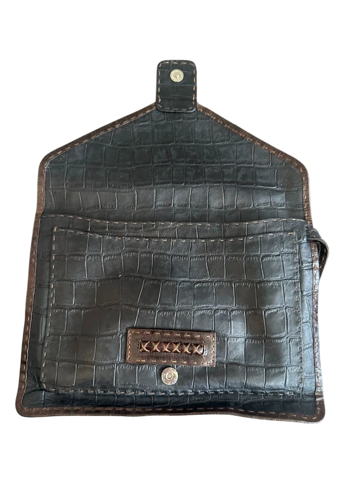 Bolso sin asas CARLA MANCINI de cuero marrón sobre de gran tamaño con bolsa para el polvo Foto 4 de 4