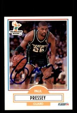 Signed Basketball Card Auto Paul Pressey 1990-91 Fleer #107 Milwaukee Bucks