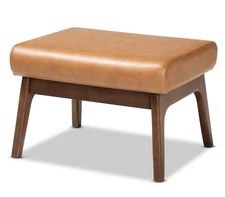 Baxton Studio Bianca Tan and Walnut Brown Ottoman