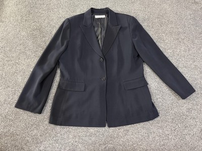 Tahari Arthur S. Levine Blazer Womens 18 Blue Solid 2 Button Notch Lined Career
