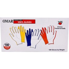 Omar Disposable Powder-Free Vinyl General-Purpose Gloves, Extra Large, Clear, 10
