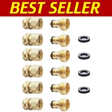 Effortless One-Handed Operation Brass Hose Connectors - 6 Pack, 3-Year Warranty