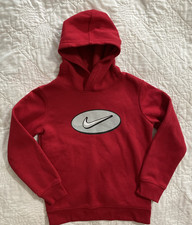 Nike Child Swoosh Pullover Hoodie, Size: Large 7 , Red, Cotton Blend