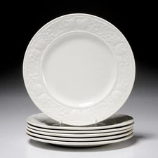 Myott Ironstone Staffordshire England White Fruit Flower Dessert Plates Set of 6