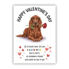 Irish Red Setter Dog Valentine's Day Card. Dog Lovers Valentines card.