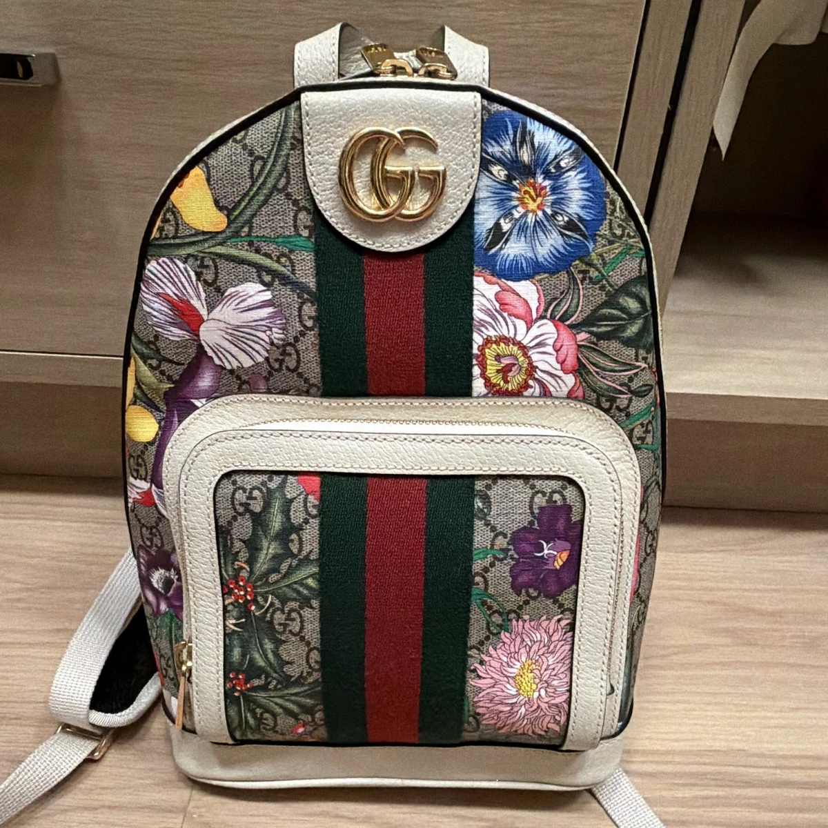 gucci mini backpack ebay GG Marmont White matelassé chevron nappa leather New Authentic Gucci Ophidia GG