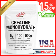 HEARTHY FOODS Creatine Monohydrate Micronized Powder 500G - 100 Servings, 5000mg