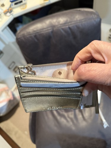 Kate Spade metallic gold ID card holder wallet purse clip keychain $88 new - Picture 6 of 14