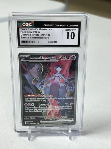 TEAM ROCKET'S MEWTWO EX POKEMON 2025 DESTINED RIVALS SPECIAL ILL RARE CGC 10
