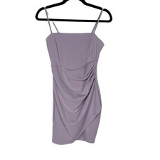 Windsor Small S Purple Ruched Mini Dress Square Neck Cocktail Stretch Side Split