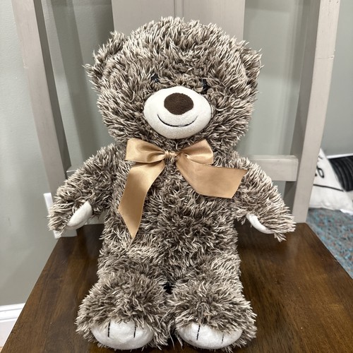 FAO Schwartz flauschiger brauner Mischling 19 Zoll Bär Plüschtier Stofftier Satinschleife weich
