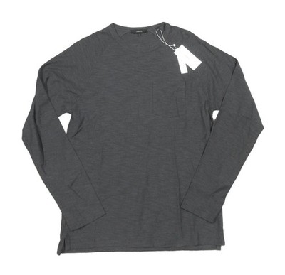 Vince Men's Sphere Gray Cotton Knit Crew-Neck Raglan Sleeve Pocket T-Shirt