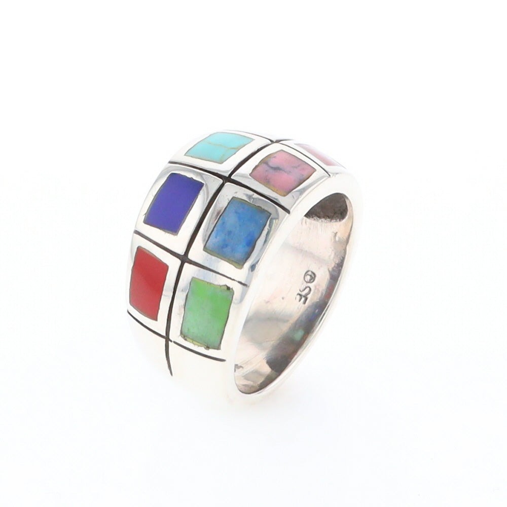 Native Silver Multi Stone Inlaid Ring GV166220 - image 8
