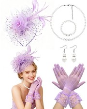 1920s Vintage Fascinators Hat Set for Women Tea Party Hats Veil Mesh Feather ...
