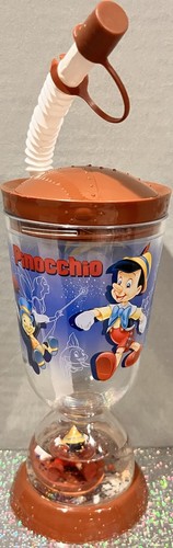 Disney Store Pinocchio Puppet Child Plastic Fun Collectible Cup Water Snow Globe